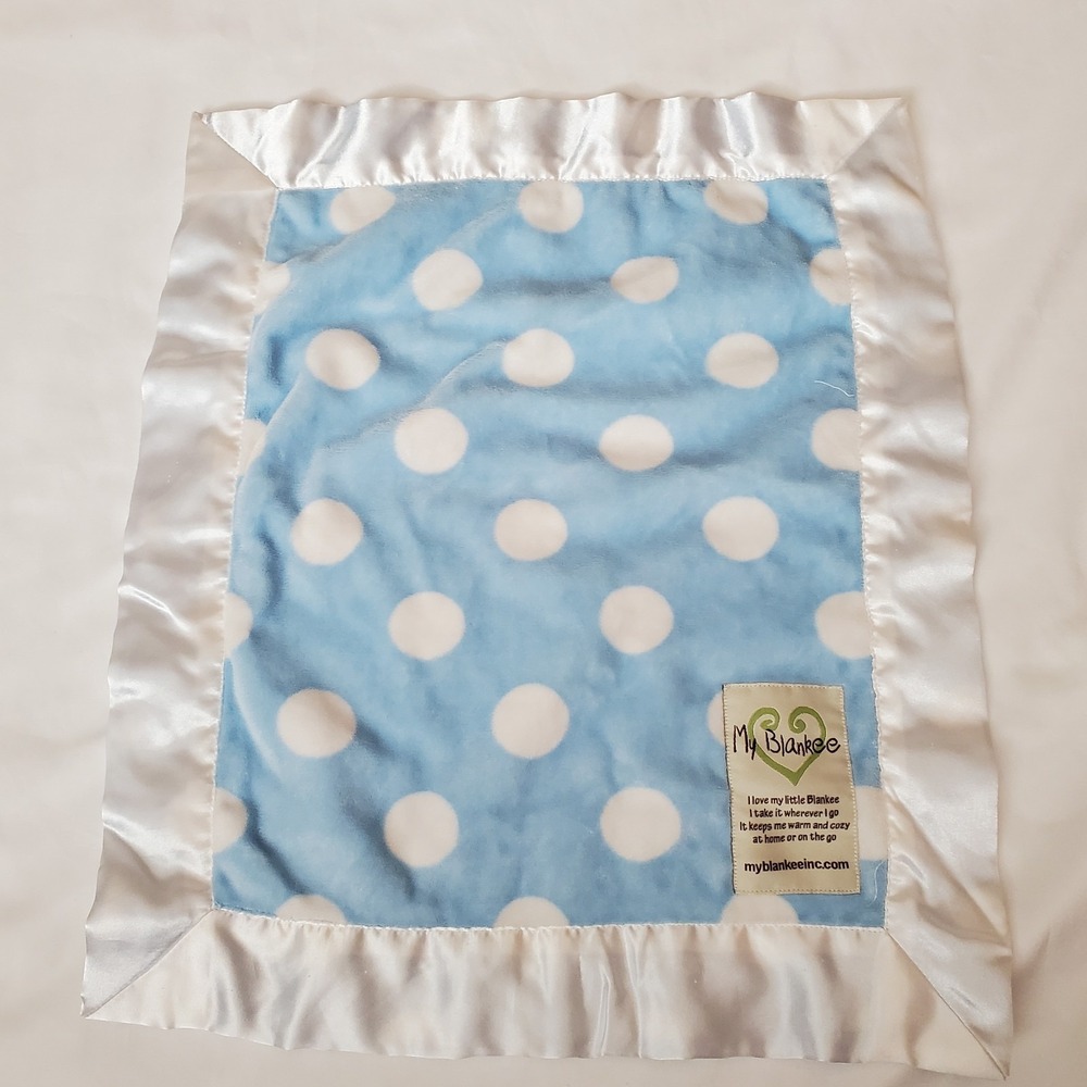 My Blankee Lovey Blue Minky Dot Satin Edges Security Blanket Blue USA
